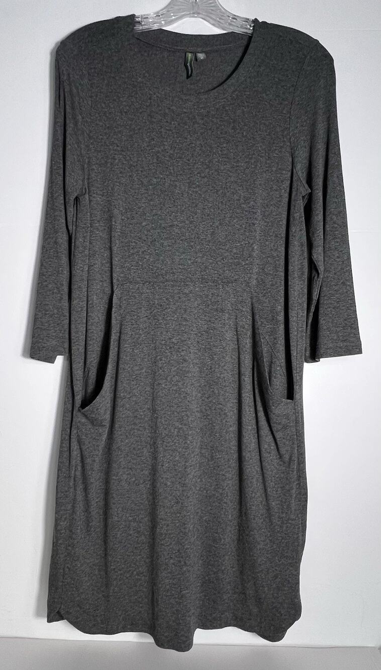 Shannon Passero Dress Gray XS 3-4 Sleeve Stretch Comfort Pockets Pull Over